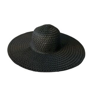 Unbranded black stylish floppy paper and poly‎ beach hat.